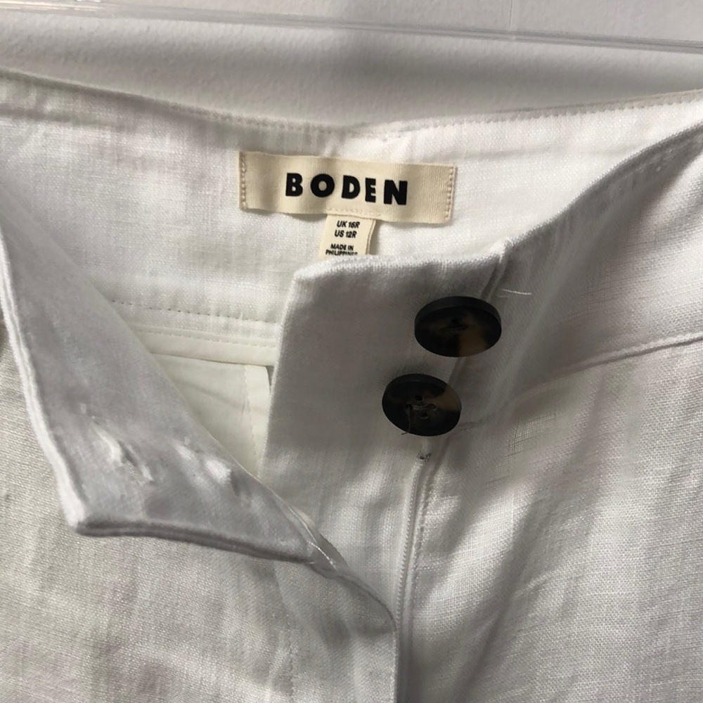 Boden White Wide-Leg Linen Pants - Picture 2 of 3